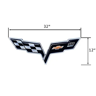 2012 Corvette C6 Centennial Edition Crossed Flags Heavy Metal Sign 32 In X 12 In • $94.95