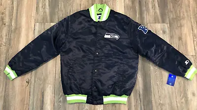 NWT'S Starter Seattle Seahawks NFL Satin Jacket Men's L Double Sided Logo's • $161.99