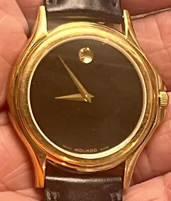 Authentic Men's Movado Museum Gold Bezel Stainless Quartz 35mm Watch # 87E40863 • $61