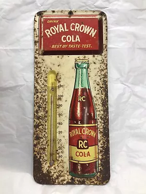 Vintage Royal Crown RC Cola Tin Thermometer(broken) Sign Embossed Bottle Used • $169.95