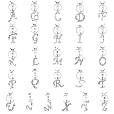 Rhinestone Alphabet Initial Letter A-Z Key Chain Key Ring Bag Charm Accessories • £3.29