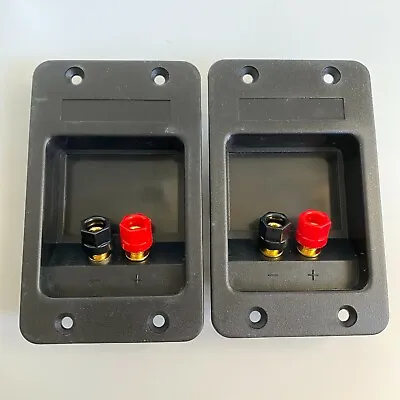 A Pair Of 2-Way Speaker Wire / Banana Plug Terminal Wall Panel Plate 130x80mm • $8.99