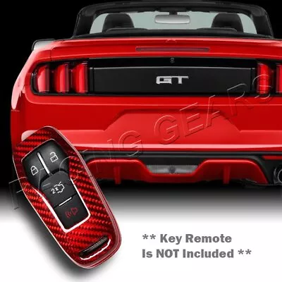 Real Red Carbon Smart Remote Key Shell Cover Case Fit Ford Mustang 3/4 Button • $39.95