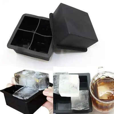 4-Cavity Large Drink Ice Cube Pudding Jelly Soap Molds Gadget Ice Trays ❀ • £4.85