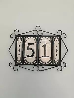 11 X 5.5cm Jacho Black Hand-painted Ceramic Number Tiles & Metal Frames • £6.99