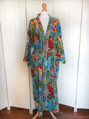 $52.03 • Buy Indian Frida Kahlo Cotton Kimono Robe Gown Hippie Women Maxi Dress