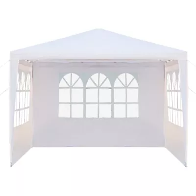 3mx3m Waterproof Gazebo Outdoor Wedding Camping Party Tent With 3 SidewallWhite • £39.90