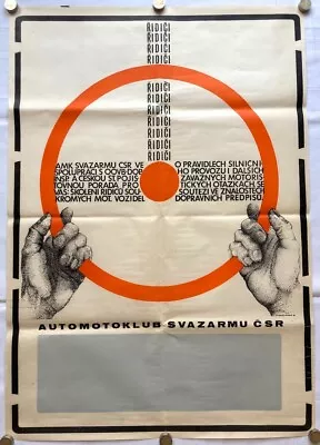 Original Vintage Poster DRIVERS - CAR CLUB - ENLIGHTENMENT-CZECHOSLOVAKIA - 1970 • $149