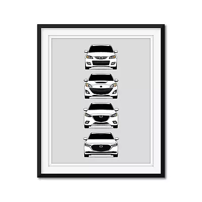 Mazda 3 Generations Poster Print The History MazdaSpeed3 (bk BL BM BP) • $30.99