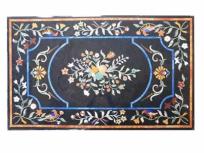 48  X 30  Black Marble Table Top Pietra Dura Inlay Handicraft Art Home Decor  • $1745.16