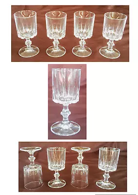 VINTAGE Durand Wine Glasses 6 Oz. Clear Vertical Cuts 4-Piece Set • $32.88