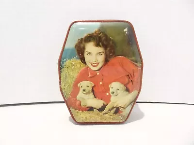 Vintage George W. Horner Boy Blue Candy Treasures Toffee Tin Puppies W/ Cowgirl • $9.99