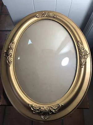 VTG 25 X 19 Ornate GOLD Gesso Wood OVAL Picture Frame CONVEX Glass 16 X 13 Open • $75