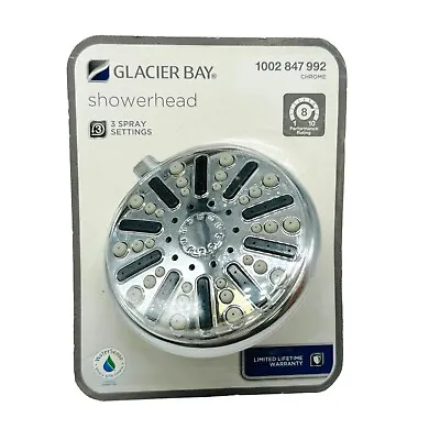 Glaicer Bay 1002-847-992 Fixed Shower Head In Chrome Wall Mount 3 Spray Settings • $7.97