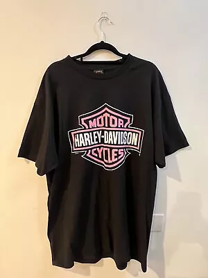 Womens Harley Davidson Tshirt Black Pink Sz XL • $30