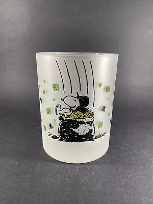 Snoopy St Patrick’s Day Glass Cup Frosted Satin 12oz • $11