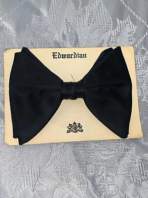 Vintage Edwardian Royal Rust Resistant Metal Clip On Black Bow Tie          Up1 • $39.99