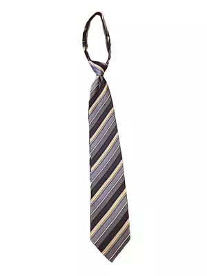 Umo Lorenzo Silk Zipper Tie Striped Pointed Grey Blue Multicolor Casual Formal • $6.49