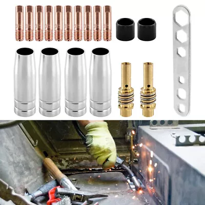 19 Pcs MB15 MIG Welding Nozzle Shroud Contact Tips 0.8mm M6 Tip Holder Kit UK • £6.19