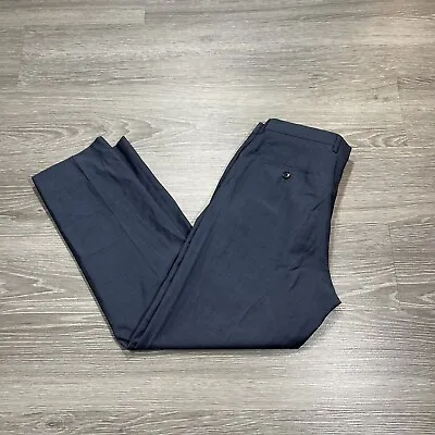 Hugo Boss Pants Men 34X29 Flat Front Modern Fit Matte Blue Fine Wool Trouser • $18.99