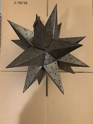 VTG Star Ornament Giant Moravian Star Dimensional Pressed Tin Star Candle Holder • $55