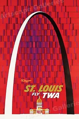 1964 “St Louis - Fly TWA” Gateway Arch Vintage Style Travel Poster - 16x24 • $13.95