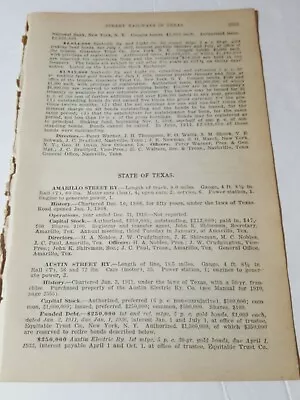 1911 Railroad Train Street Railway Reports TEXAS Horse & Electric Trolley 7pgs • £11.58