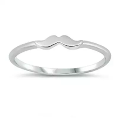 925 Sterling Silver Little Moustache Cute Fashion Ring New Size 4-10 • $12.90