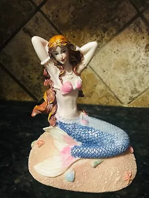 Sitting Mermaid Statue Sculpture Figurine Nautical Beach Home Table Top Decor • $39.99