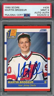 Martin Brodeur 1990 Score Signed Hockey Rookie Card #439 Auto Graded PSA 9 52512 • $159