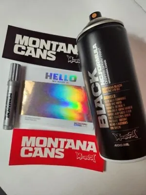 Montana Black Line/MTN Spray Paint - 1 Black W/ 2 Stickers & 1 Hello My Hologram • $12