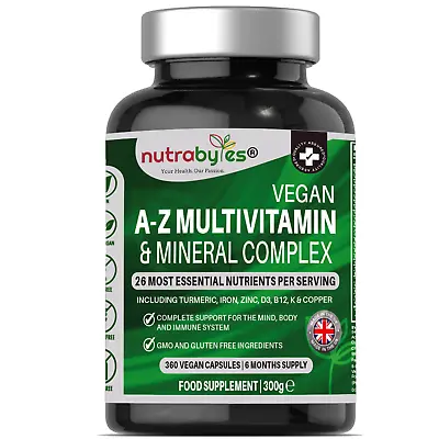 Vegan Multivitamin & Minerals - Men & Women - 360 Capsules (6 Months Supply) • £12.74