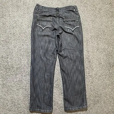 Vintage Mecca Jeans Mens 36x30 Gray Raw Denim Straight Fit Baggy Hip Hop Y2K • $26.96