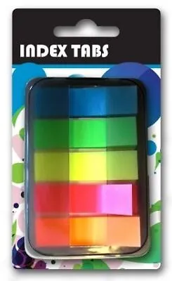 Neon Index Tabs Case Plastic School Office Adhesive Sticky Page Markers Bookmark • £2.99