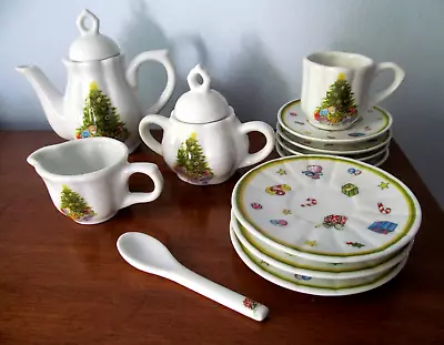 CHRISTMAS ASTOR LANE Replacement 14 Piece Mini Porcelain Tea Set Partial Dishes • $19.95