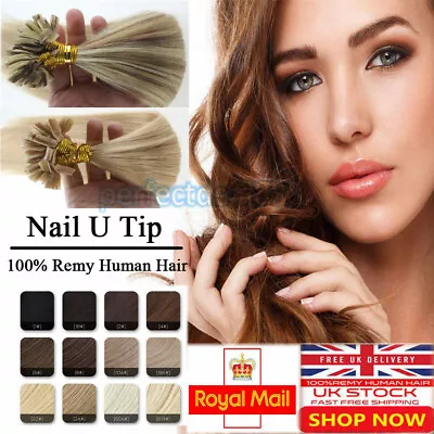 7A Pre Bonded U Nail Tip Keratin Human Brazilian Remy Hair Extensions UK 1G N304 • £34