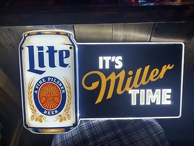 BRAND NEW IN THE BOX Rare Miller Lite Beer “ It’s Miller Time” LED Lighted Sign • $250