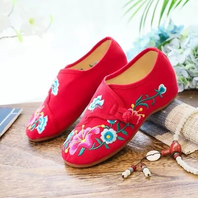 £19.43 • Buy Womens Casual Folk Floral Cloth Boots Flat Shoes Chinese Embroidered Handmade