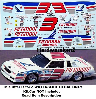 Nascar Decal # 3 Piemont Arlines 1983 Chevrolet Monte Carlo Ricky Rudd 1/24 • $18