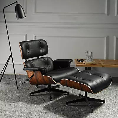 $279 • Buy 2023 Eames Lounge Chair Ottoman Real Leather Sofa Recliner Armchairs Living Room