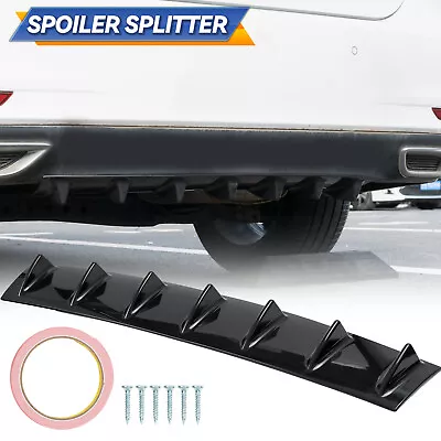 Universal Black 7 Shark Fins Car Rear Bumper Spoiler Wing Lip Diffuser Decor • $18.99