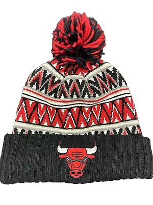 MITCHELL & NESS Chicago Bulls Stylish  Quilted Pom Beanie Adult One Size • $11.04