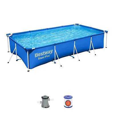 Bestway Steel Pro 13 Foot X 32 Inch Rectangular Above Ground Swimming Pool Blue • $139.99