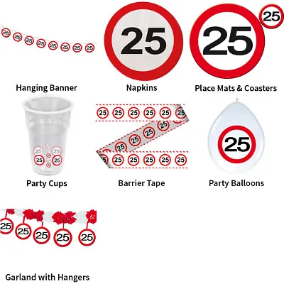 25th Birthday Traffic Signs Theme - Partyware Complete Selection • £4.99