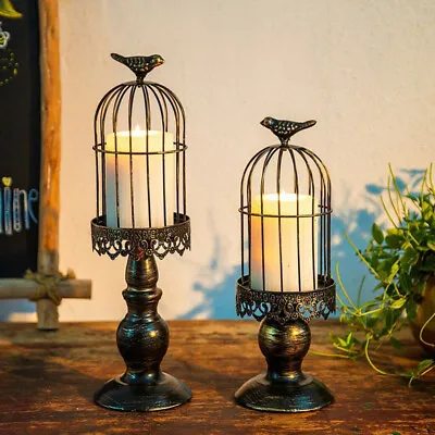 £12.34 • Buy Vintage Cage Tealight Candle Holder Metal Pillar Lantern Wedding Counter Decor