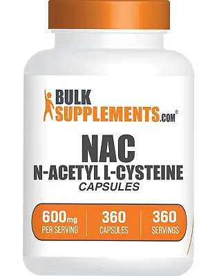 BulkSupplements N-Acetyl L-Cysteine (NAC) Capsules 360ct - 600mg Per Serving • $24.96