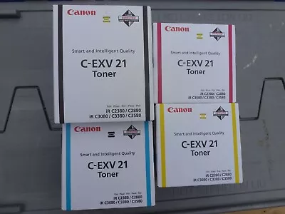 Genuine Canon C-EXV 21 Toners Yellow Magenta Cyan Black Set For Various Devices • £39.99