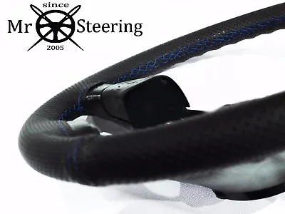 Perforated Leather Steering Wheel Cover For Mercedes Sl R129 89+ Blue Double Stt • $35.50