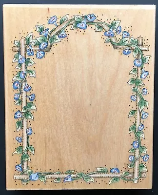 MORNING GLORY FRAME FLOWER FILLED WOOD ARCH Stamps Happen Wood Rubber Stamp • $14.99