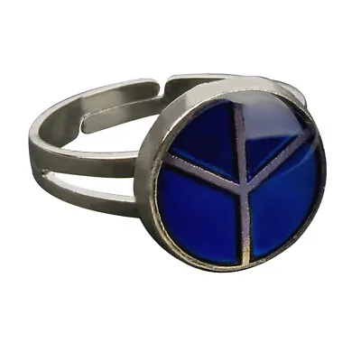 Vintage Peace Symbol Color Change Mood Ring Band Adjustable • $6.51